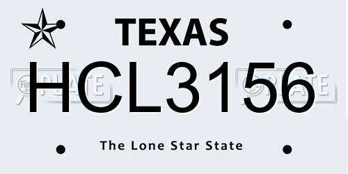 HCL3156 Texas License Plate