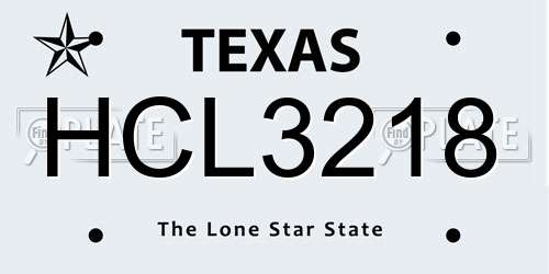 HCL3218 Texas License Plate