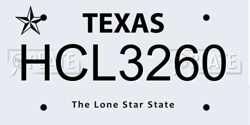 HCL3260 Texas License Plate