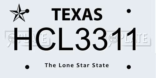 HCL3311 Texas License Plate