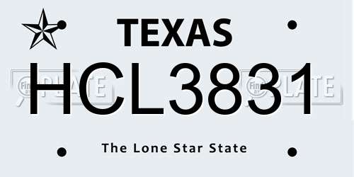 HCL3831 Texas License Plate