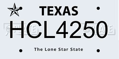 HCL4250 Texas License Plate