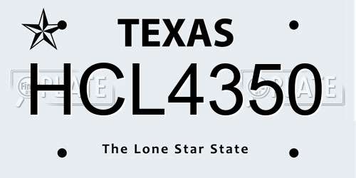 HCL4350 Texas License Plate