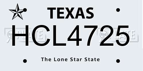 HCL4725 Texas License Plate