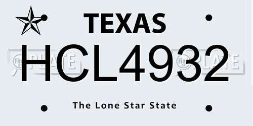 HCL4932 Texas License Plate