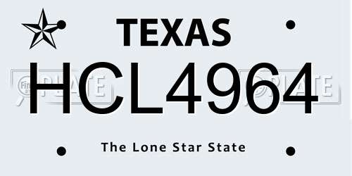 HCL4964 Texas License Plate