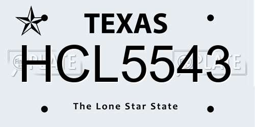 HCL5543 Texas License Plate