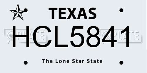 HCL5841 Texas License Plate