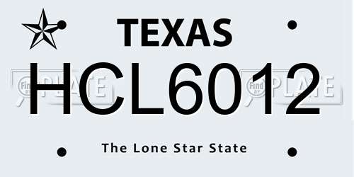 HCL6012 Texas License Plate