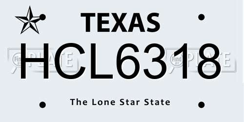 HCL6318 Texas License Plate
