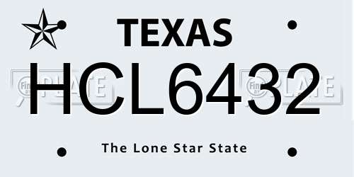 HCL6432 Texas License Plate