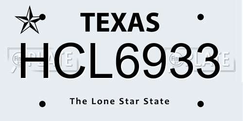 HCL6933 Texas License Plate