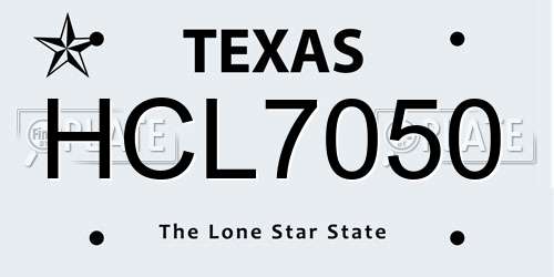HCL7050 Texas License Plate