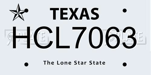 HCL7063 Texas License Plate