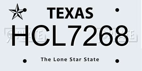 HCL7268 Texas License Plate