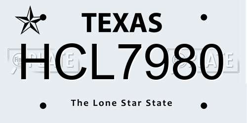 HCL7980 Texas License Plate