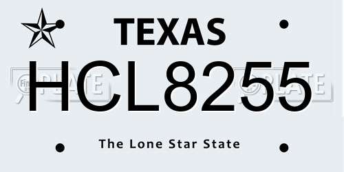 HCL8255 Texas License Plate