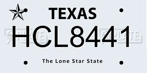 HCL8441 Texas License Plate