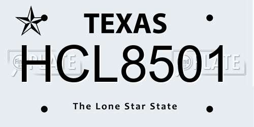 HCL8501 Texas License Plate