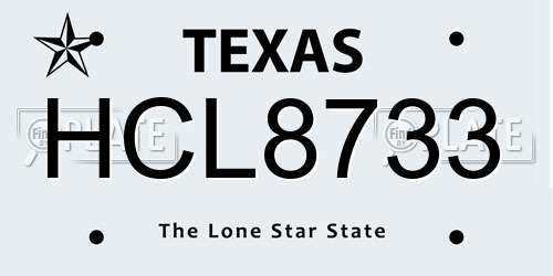 HCL8733 Texas License Plate