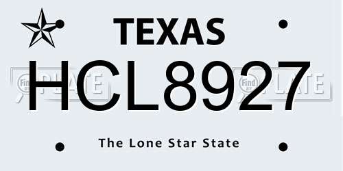 HCL8927 Texas License Plate