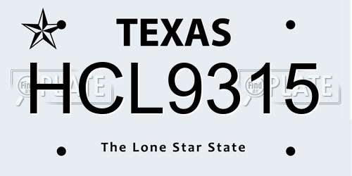 HCL9315 Texas License Plate