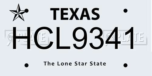 HCL9341 Texas License Plate