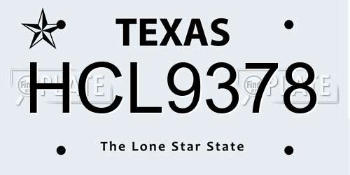 HCL9378 Texas License Plate