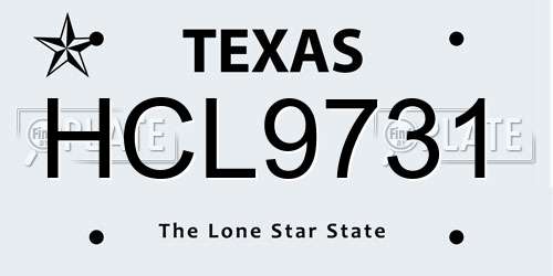 HCL9731 Texas License Plate
