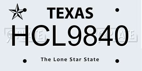 HCL9840 Texas License Plate