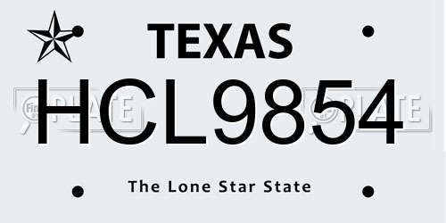 HCL9854 Texas License Plate