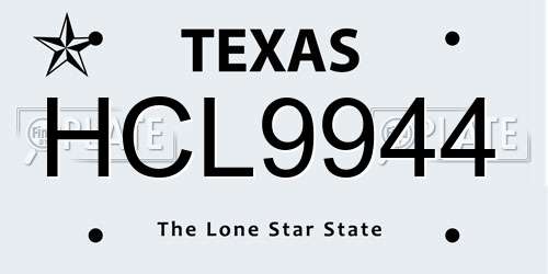 HCL9944 Texas License Plate