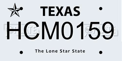 HCM0159 Texas License Plate