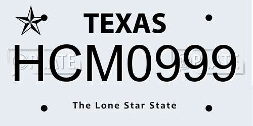 HCM0999 Texas License Plate