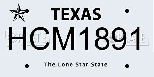 HCM1891 Texas License Plate