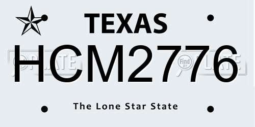 HCM2776 Texas License Plate