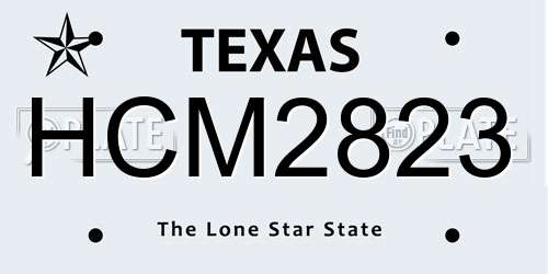 HCM2823 Texas License Plate