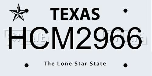 HCM2966 Texas License Plate