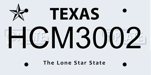 HCM3002 Texas License Plate