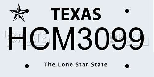 HCM3099 Texas License Plate