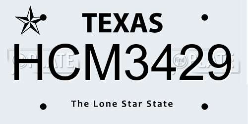 HCM3429 Texas License Plate