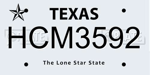 HCM3592 Texas License Plate
