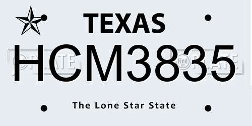 HCM3835 Texas License Plate
