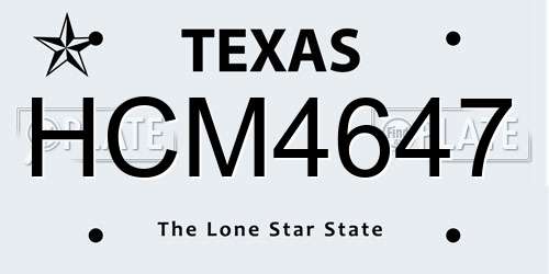 HCM4647 Texas License Plate