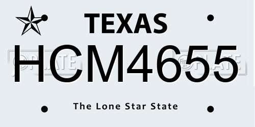 HCM4655 Texas License Plate