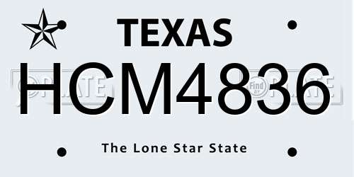 HCM4836 Texas License Plate
