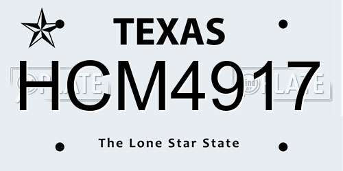 HCM4917 Texas License Plate