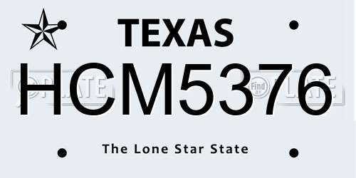 HCM5376 Texas License Plate
