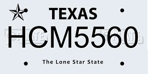 HCM5560 Texas License Plate