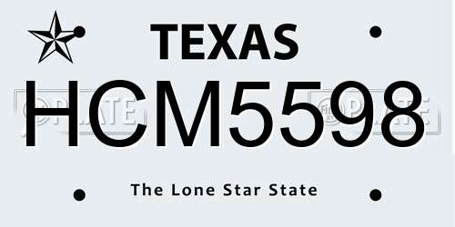 HCM5598 Texas License Plate